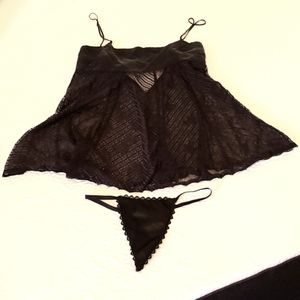 Victorias Secret Black Lace Chemise and G-string